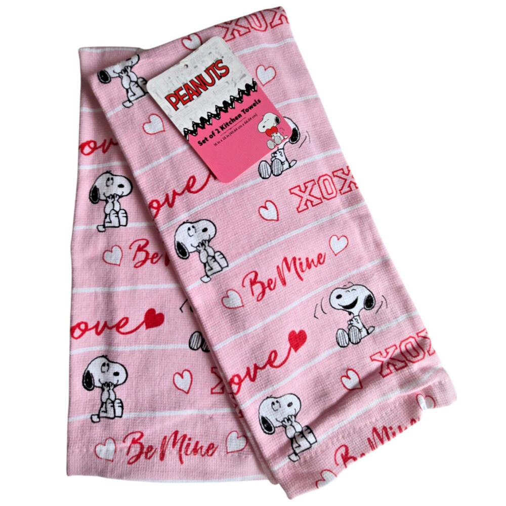 Peanuts Snoopy Kitchen Towels Set Be Mine Anniversary Gift Valentines Day NWT